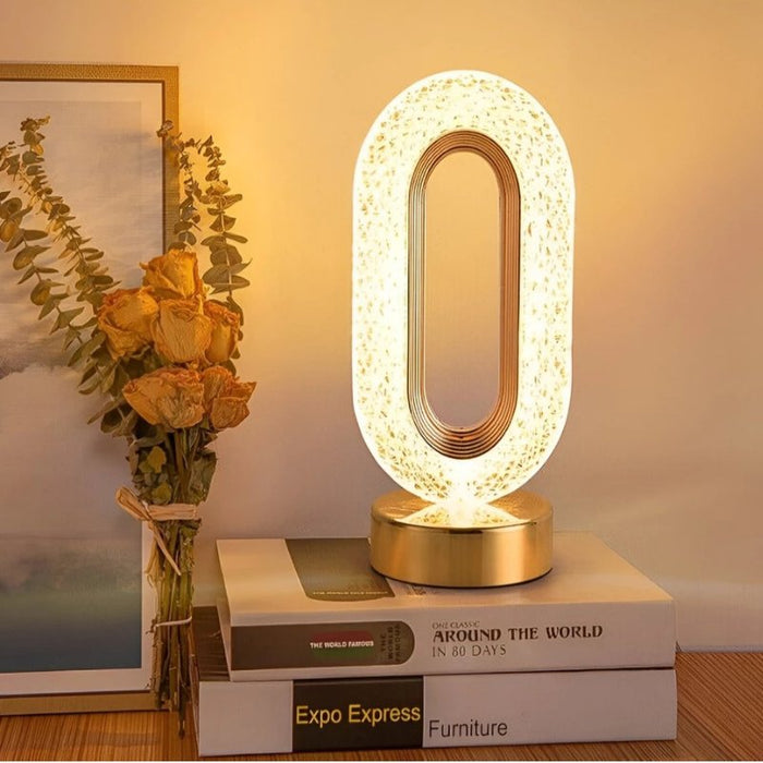 Luminária de Mesa Oval em Cristal